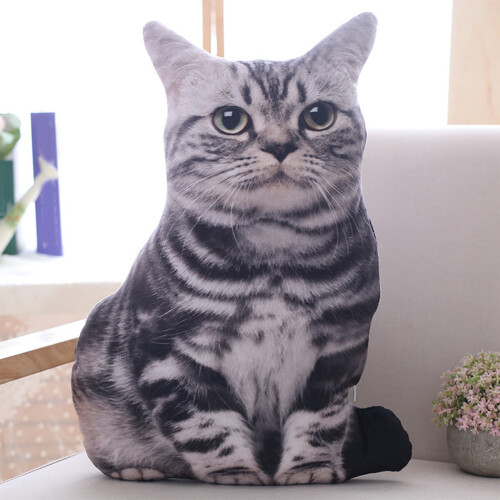 3D Plush Cat Accent Pillows Decorative Cushions 2 Pack
