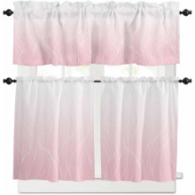 Pink and White Ombre Kitchen Curtains Set Rod Pocket Tier