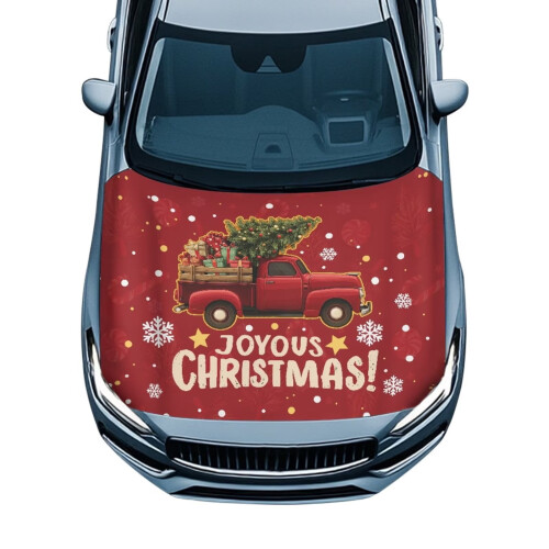 Christmas Car Hood Cover – Elastic Fabric Protector for