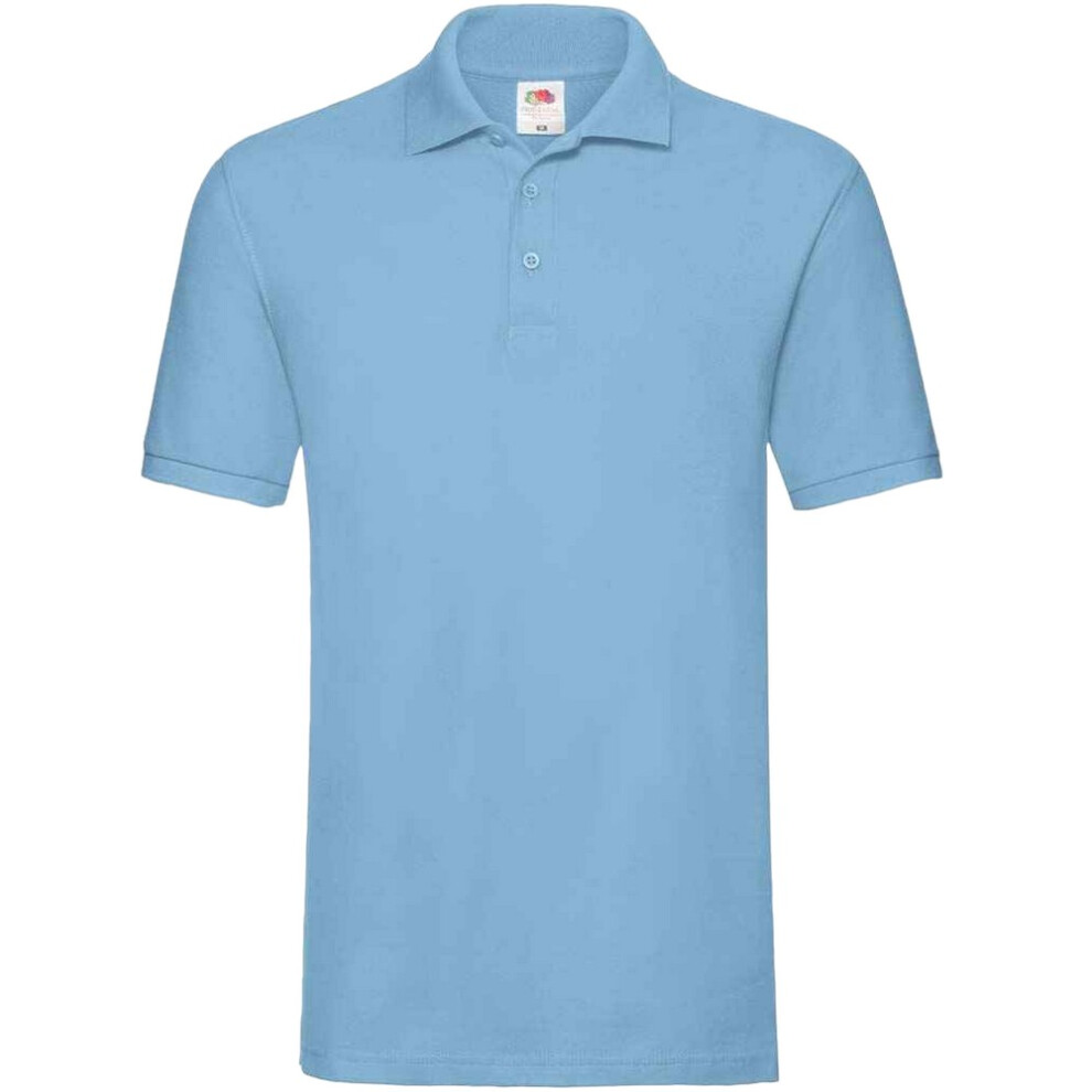 Fruit Of The Loom (S, Sky Blue) Mens Premium Cotton Pique Polo Shirt