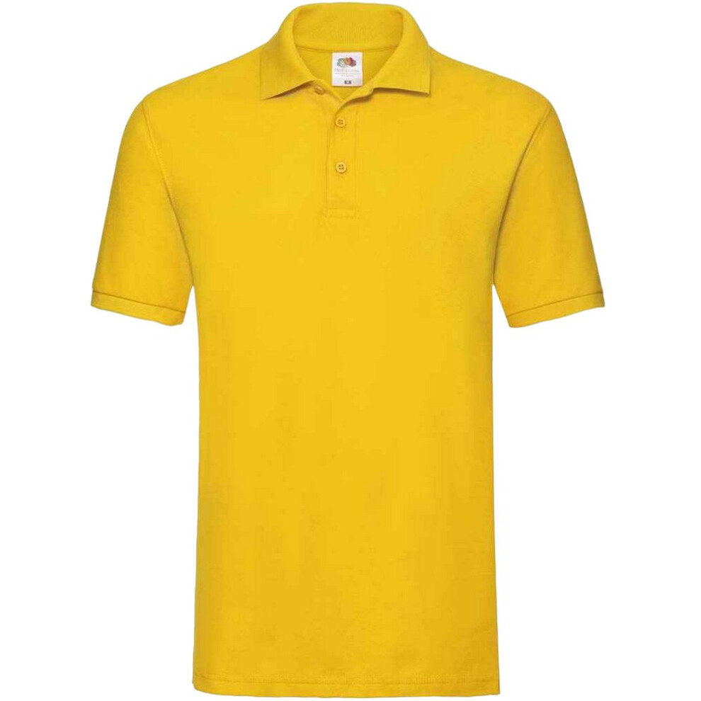 Fruit Of The Loom (S, Sunflower) Mens Premium Cotton Pique Polo Shirt