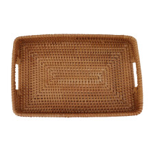 Plateau rectangulaire en rotin tressé à la main, 14,17 x 9,05 pouces
