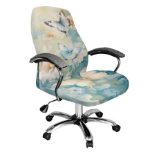 Housse de chaise de bureau souple et universelle, taille L, motif papillon et fleurs.