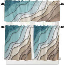 Kitchen Curtains Set Teal Brown Ombre 36 inch