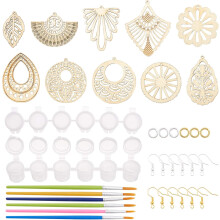 Unfinished Wood Earring Making Kit 40 Pieces 10 Shapes