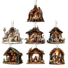 3D Acrylic Jesus Nativity Ornament Christmas Tree 1 piece