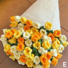 Handmade Rose Bouquet Throw Blanket Soft Cotton Knitted