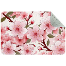 Pink Cherry Blossoms Pattern Entryway Rug 2x3 ft Non-slip