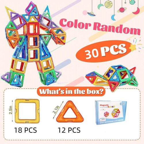 Magnetic Tiles Educational Building Blocks 30 Pcs 2