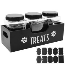 Grey Wooden Airtight Dog Treat Jar Set 3-Pack