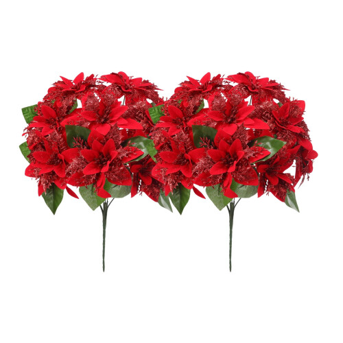 Poinsettia Artificial Bush Christmas Decoration Red