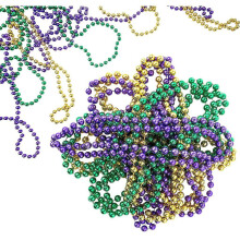 Mardi Gras Necklaces Metallic Gold Green Purple 30-Pack