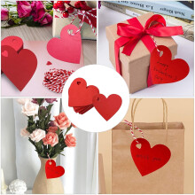 Valentine's Day Heart-Shaped Hanging Tags Red 100 pcs