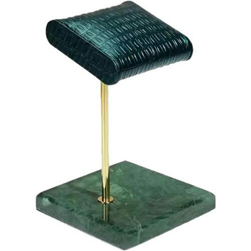 Watch Holder Organizer Black Green Marble Base PU Leather