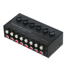 6-Channel Passive Stereo Audio Mixer Portable Low-Noise