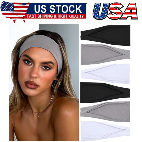 Women's Non-Slip Headbands 4 Inches Wide 6-Pack