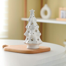 White Ceramic Christmas Tree with Lights 6 inches