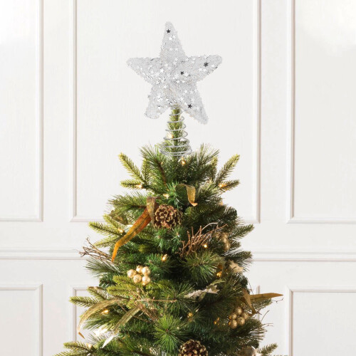 Silver Star Tree Topper Lightweight Christmas Decor 2