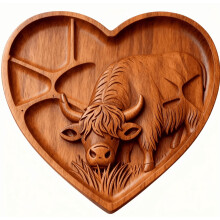 Highlands Cow Wooden Charcuterie Board 12x8 inches