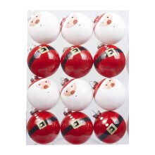 Christmas Ornament Balls Santa Design 12-Pack 2.4 Inch