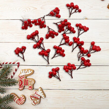 Burgundy Berry Stems Artificial Red Berries 20-Pack
