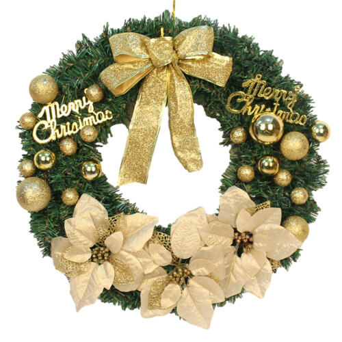 Artificial Christmas Wreath Green with White Lights Pine