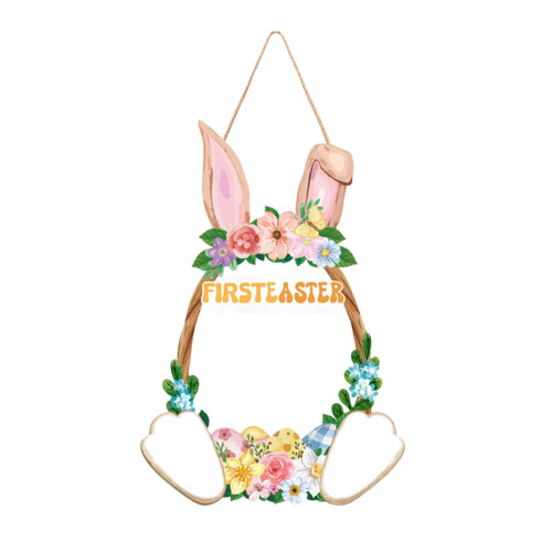 Wooden Easter Door Wreath Rabbit Design 1 Piece