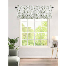 Sage Green Polka Dot Kitchen Valance Rod Pocket