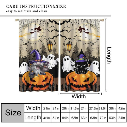Halloween Blackout Curtains Pumpkin Pattern 42x54 in 1