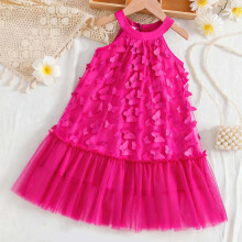 Girls Halter Neck Dress Butterfly Mesh 1 Piece