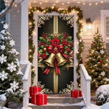 Bannière en tissu pour porte de Noël 35 x 71 pouces