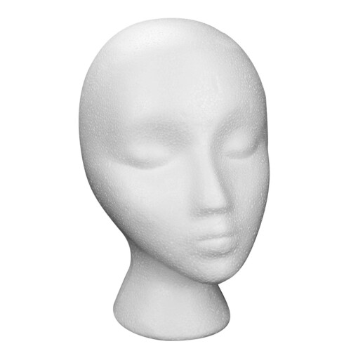 Wig Head Stand White Styrofoam Model Head 1 Piece