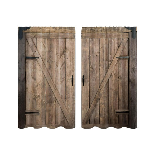 Rideaux de style grange rétro en bois rustique marron