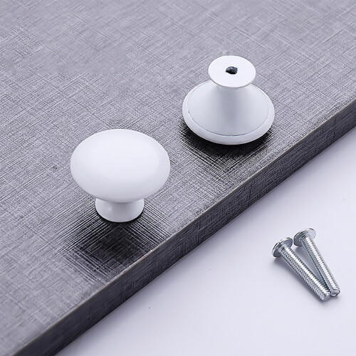 Bouton de meuble en acier inoxydable blanc mat, forme champignon, 1 pièce
