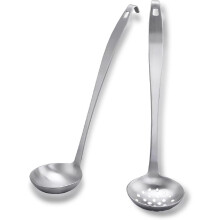 Ensemble de 2 louches à soupe et cuillères à égoutter en acier inoxydable
