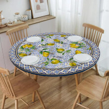 Elastische runde Tischdecke, wasserabweisend, waschbar für 45-54