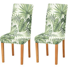 Housses de chaises de salle Ă manger extensibles Ă motifs de feuilles de palmier tropicales