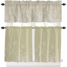 Ensemble de rideaux de cuisine rustiques à motif floral avec cantonnières 24 pouces