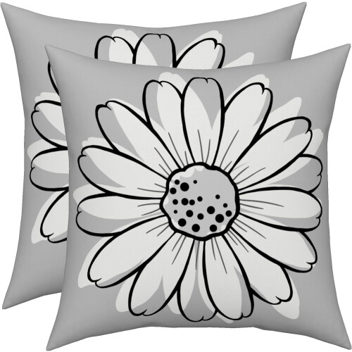 Housses de coussin Daisy grises et blanches 40 x 40 cm (lot de 2)