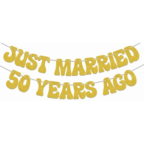 Bannière dorée « Just Married50 Years Ago » pour le 50e anniversaire