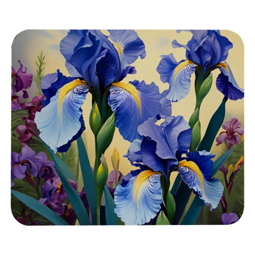Μωβ λουλουδάτο Mouse Pad με ίριδες 21x25cm αντιολισθητικό