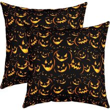 Housses de coussin décoratives citrouille et lanterne, 45 x 45 cm, lot de 2