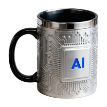 Mug en acier inoxydable avec circuit imprimé et LED IA, 13,5 x 11 cm