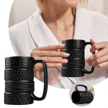 Mug en céramique 3D Pneu Noir givré 1 pièce