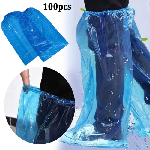 Surchaussures jetables en plastique, 100 pièces, bleues