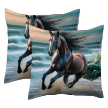 Fodere per cuscini decorativi con cavallo al galoppo, decorazione da spiaggia, 18x18 pollici (2 pezzi)