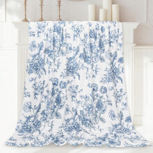 Coperta soffice con stampa floreale, fiori blu, 50x60 pollici