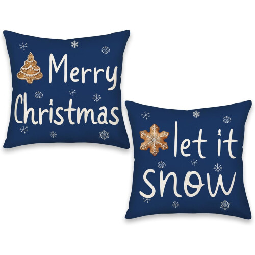 Fodere per cuscini natalizie blu navy, set da 2 (50x50 cm)