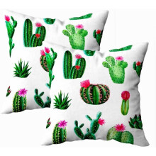 Housses de coussin aquarelle cactus sur fond blanc (lot de 2)