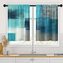 Rideaux de cuisine bleu sarcelle 66 x 91 cm (lot de 2)